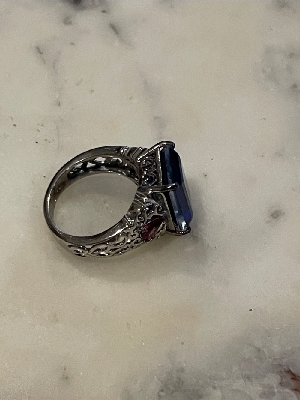 NWOT 925 Sapphire Ruby Silver Ring Size 6 - Picture 4 of 13